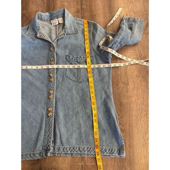 carolina blues denim button front three quarter sleeve top - Picture 5 of 5